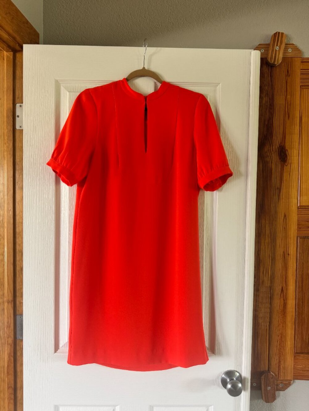J.Crew Red Short Sleeve Split Neck Shift Dress Size 4